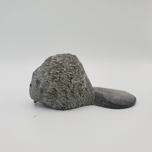 OMG So Cute! Vtg Handmade Soapstone BEAVER Figurine Sculpture Detailed Grey Fur - Picture 4 of 8